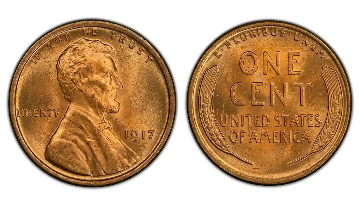 1917 Lincoln penny macro close-up