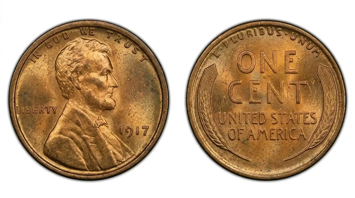 1917 penny with visible wear and patina