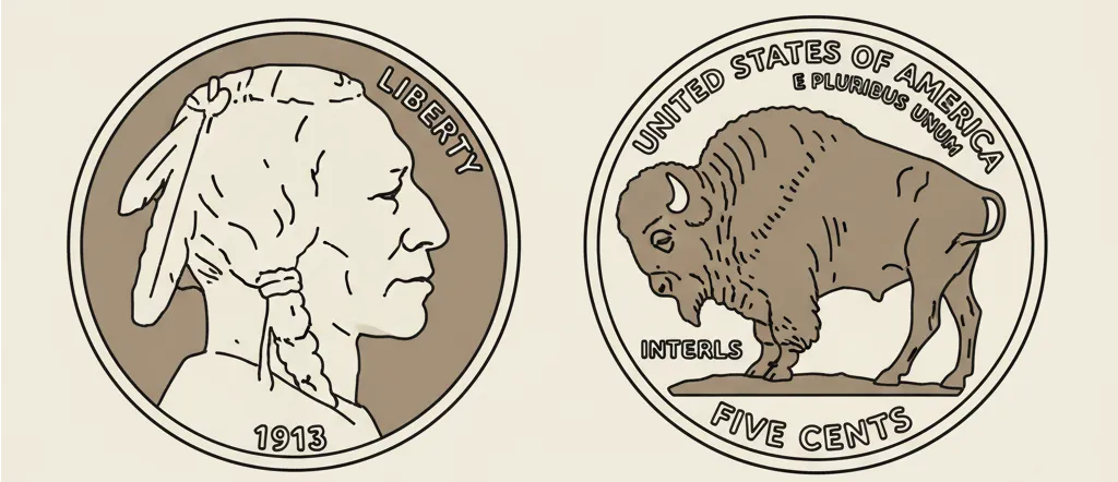 obverse and reverse of the Buffalo Nickel 1913